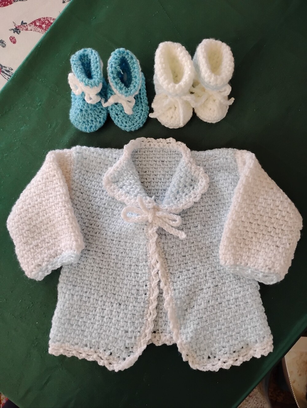 Handmade Crochet Baby Boy Jacket With Booties